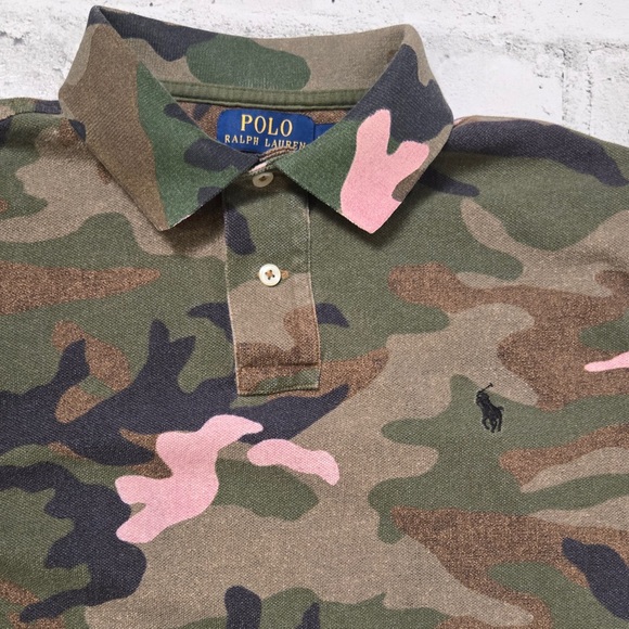 Polo Ralph Lauren Camo Polo Shirt Custom Slim Fit Pink Camo Size M - Picture 4 of 7
